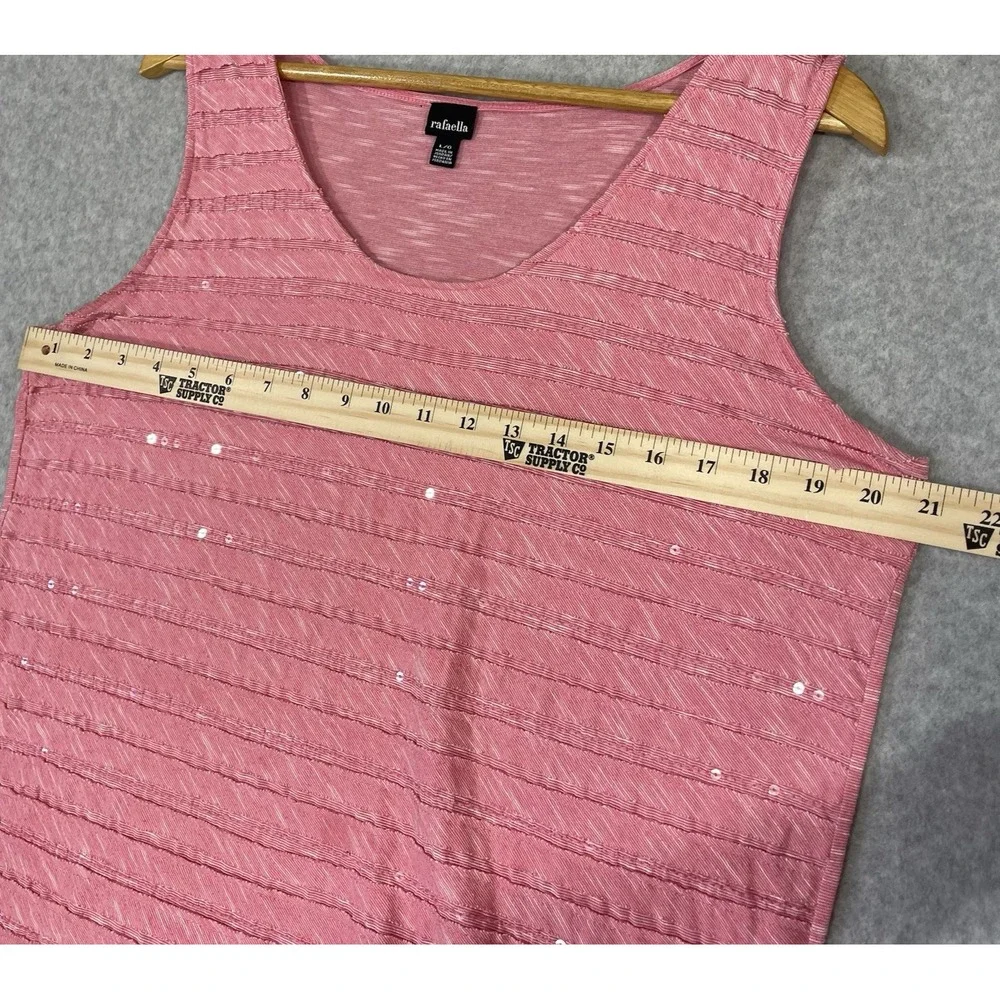 Rafaella Tank Top Women's Size‎ Large Pink Sequins Ruffles Light Weight